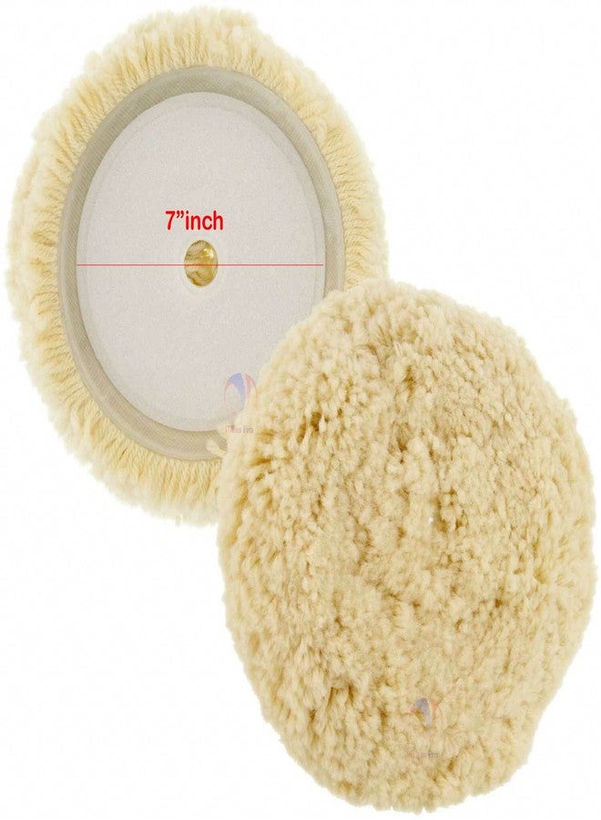 Mass Pro 1Pcs Wool Polishing Polishers Clean Buffing Pad Bonnet for Furniture/Car (7 inch), Beige - Image 1